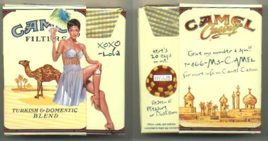 Camel Filters Casino Showgirl Issue Lola side slide cigarettes hard box